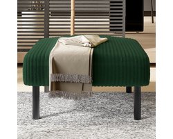 Kruk - Voetenbank - Zitje - Stoel - Woninginrichting - Metalen frame - Corduroy - 56x51x39cm - Geschikt voor entrees, woonkamers, kantoren, hallen en slaapkamers; kan ook gebruikt worden bij banken - Groen