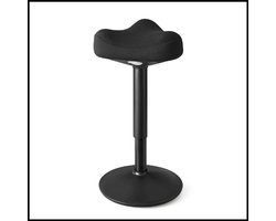 Kruk Zwart - 360° Kantelbare Sta Kruk - Bureaustoel - Verstelbare Hoogte 58-83 cm - Zadelvormige Zitting - Comfortabel & Ergonomisch - Modern Design - Kantoor, Werkplek & Bar