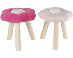 Krukje Flower kindermeubel roze/fuchsia hout stof 30x30x33cm.