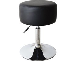 Krukje retro vintage - kaptafel stoel krukje - hoogte verstelbaar tot 65 cm - zwart