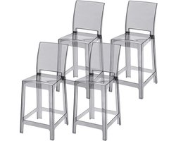 Krukken – Stoelen – Zithulpmiddelen – Zitmeubilair – Set Van 4 – Transparant Polycarbonaat – Ergonomische Gebogen Rugleuning