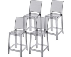Krukken – Stoelen – Zithulpmiddelen – Zitmeubilair – Set Van 4 – Transparant Polycarbonaat – Ergonomische Gebogen Rugleuning