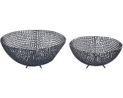 KRUKUT - Decoratieve schalen set van 2 - Zwart - Aluminium