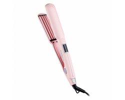 Krultangen - Wafelstijltang voor Haar - Anti-Verbrandings Behuizing - Keramische Wafeltang met LCD Display - 100-230°C Snelle Opwarming - Voor Extra Volume en Retro Wafels - Roze