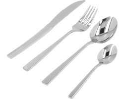 Krumble Bestekset van 4 - Bestekset - Bestek - Vork - Mes - Lepel - Theelepel - 4 delig - Voor 1 persoon - Zilverkleurig