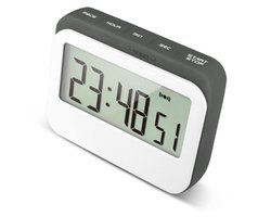 Krumble Digitale Kookwekker - Met digitale klok en alarm - Perfect voor in keuken met magneet en rubberen stootrand - Wit met grijs