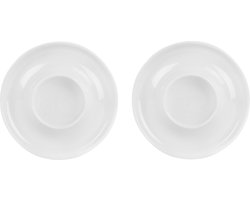 Krumble Eierdop - Set van 2 - Eierdopjes - Eierhouder - Eihouder - Eiersets - Serveren - Keramiek - Wit - 10 x 10 x 2,5 cm