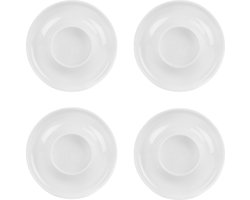 Krumble Eierdop - Set van 4 - Eierdopjes - Eierhouder - Eihouder - Eiersets - Serveren - Keramiek - Wit - 10 x 10 x 2,5 cm