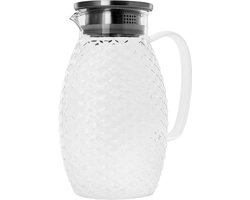 Krumble karaf met filter, handvat en deksel - Schubbenpatroon - Schenkkan - Kan - Schenkkan - Karaf - Waterfilter - Waterkan - Schenkfles - Drankdispenser - Tafelwater - Inclusief filter,afelwater - Glas en aluminium - 1,5 Liter- Transparant