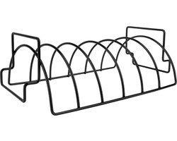 Krumble Klemrooster - BBQ Spareribs rek - Vlees en Spare Rib rek - Rib rack - Spareribs houder - Omkeerbaar - Ovenrooster - BBQ accessoires - Metaal - Zwart