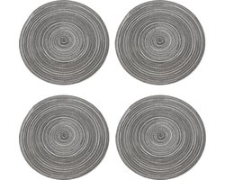 Krumble Placemat rond - Placemats - Onderleggers - Onderzetters - Tafelaccessoires - Set van 4 - Diameter 36 cm - Zilver/grijs