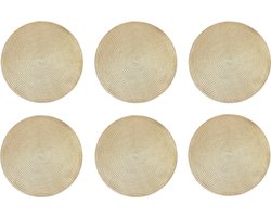 Krumble Placemat - Set van 6 - Placemats - Onderzetter - Rond - PVC - Tafelbeschermer - Onderlegger - Hittebestendig - Decoratieve placemat - Rond - Goud