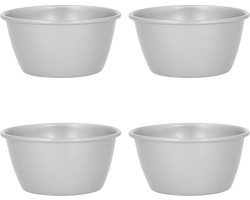 Krumble Puddingvorm - Set van 4 - Timbaalvorm - Puddingvorm - Pannacottavorm - Lichtgrijs - Metaal - 8 x 4 cm