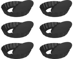 Krumble Quichevormpjes - Mini Quichevormpjes - Set van 6 - Metaal - Diameter 10 cm - Donkergrijs