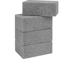 Krumble Schoonmaak steen voor barbecue - Schuursteen - Schoonmaken - Reinigen - Schoonmaaksteen - BBQ reiniging - Reinigingsblok - Barbecue schoonmaken - Set van 4 - 7 x 10 x 4 cm - Grijs