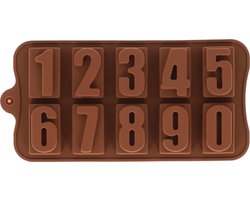 Krumble Siliconen bakvorm - Cijfers - Bakvormen - Bakspullen - Cijfervorm - Getallen - Chocoladevorm - Ijsblokjesvorm - Bonbonvorm - Bruin - 33,5 x 22 x 2 cm
