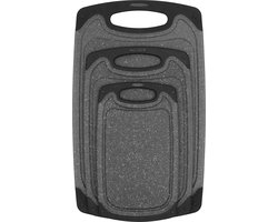 Krumble Snijplanken - Set van 3 - Met Anti-slip handvaten - 3-delig - Vaatwas bestendig - Snijplankenset - 3 formaten - Antraciet - Zwart - Kunststof