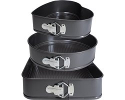 Krumble Springvorm set van 3 verschillende vormen / Taartvorm / Bakvorm / Bakblik / Anti-aanbak - Antraciet