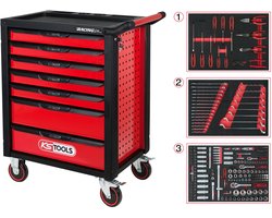 KS Tools Gereedschapswagen Racing Line - Gevuld - 215-delig - 7 lades - Rood, Zwart