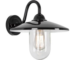 KS Verlichting Buitenverlichting - Brig Wandlamp -Zwart - Stallamp - Schemerschakelaar - LED - E27 - Landelijk - Glas - Aluminium - Lichtsensor - Daglichtsensor