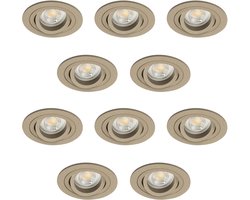KS Verlichting - inbouwspot - Lune - set van 10 - rond - plafond - spot - modern - luxe - zacht - champagne - GU10 - aluminium