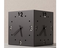 Kubus Hoekklok – 2 Wijzerplaten – Tafelklok & Wandklok – Kies je Kleur – Uniek Design