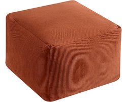 Kubus Voetenbank - Poef Ottomaan - Opbergen en zitten - Vulbaar met textiel - 40x40x30 cm - Oranje