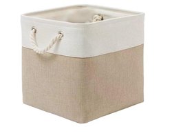 Kubusvormige opbergbak van 28 x 28 cm - 1 grote opvouwbare stoffen opbergbak met touwen - opvouwbare opbergkubussen voor thuis - kantoor - kast - kleding - speelgoed - kaki