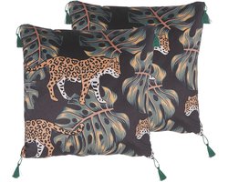 KUHI - Sierkussen set van 2 - Zwart - 45 x 45 cm - Polyester