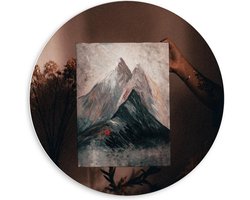 KuijsFotoprint - Schilderij - Geschilderd Berglandschap Met - Wit, Groen, Blauw En Bruin - 60 X 60 Cm