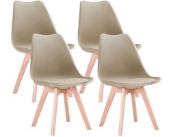 Kuipstoelen - Eetkamerstoelen - Set van 4 - Beige - Gestoffeerde Zitting