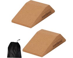 Kuitstretcher in 2-delige set antislip kurk beenstrekker kniewig yogablokken voetsteun kniebeschermers voor rekken spieren en fascia flexibel board mobilisatiewig