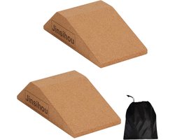 Kuitstretcher in 2-delige set antislip kurk kuitstrekker kniewig beenstrekker yogablokken voetsteun kniebeschermers voor rekken spieren en fascia flexibel board mobilisatiewig
