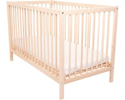 Kukka Houten Ledikant 60 x 120 cm - Verstelbare Bodem - Baby Bed - Stevig Dennenhout