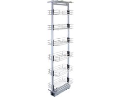 KuKoo Uittrekbare Keuken Kast - Zachte Langzame Sluiting (Soft-Close) - Uitschuifbare opslagruimte - 46cm D x 190-220cm H - In hoogte verstelbaar