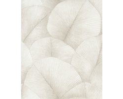 Kumano - Bladeren - Behang - Wallpaper - Vliesbehang - Beige - 0,53 x 10,05 M.