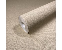 Kumano - Japandi behang - Behang Linnen Look - Behang Beige - Vliesbehang - 0,53 x 10,05 M.