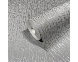 Kumano - Teardrops - Luxe Behang - Vliesbehang - Wallpaper - Zilver - 0,53 x 10,05 M.