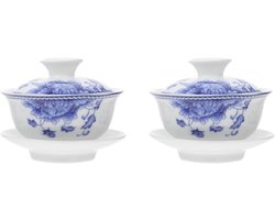 Kung-Fu Theeset met Mokken - Chinese Theekopjes, Vintage Glazen Theemokken, Creatieve Set met Deksel en Praktisch Gebruik
