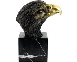 Kunst & Ambiente - adelaar op marmer figuur - gesigneerd door Milo - zeeadelaar sculptuur - adelaar decoratie bronzen figuur - op marmeren sokkel