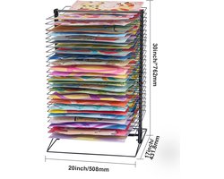 Kunst Droogrek, 50 Verwijderbare Planken, 50 X 43 X 76 Cm, Metalen Rek met Stabiele Basis voor Schilderijen, Kunstwerken in de Klas, Ateliers, Zwart