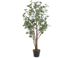 Kunst Eucalyptus Koala – 120 cm – Mat Groen – Met Houten Stammen – In Pot - Eucalyptus Kunst Kamerplant