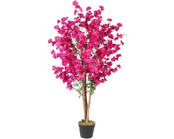 Kunst Kersenbloesem Boompje Paars – 120 cm – Volle Bloesem kunstplant – In Pot – Kunstplant