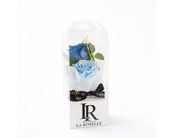 Kunst Roos Cadeau met Giftbox – 2 kunstbloemen blauwe rozen in cadeauverpakking