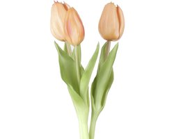 Kunst tulp bundeltje van drie peach