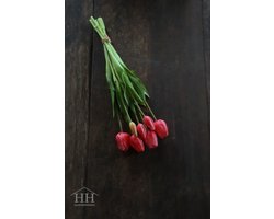 Kunst tulpenboeket - fel roze - 47cm - kunst tulpen - tulpen - kunst boeket - kunstbloemen