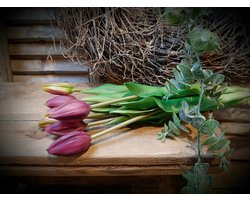 Kunstbloem bos van 7 tulpen 40 cm purple aubergine | 87031-8 | Stoer & Sober Woonstijl