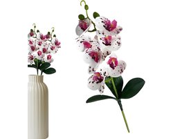 Kunstbloemen Decoratie - Orchidee Vaas - Woonkamer Aankleding - Kleurvast Ontwerp - 40 cm Hoog - Lavendel