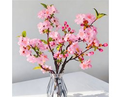 Kunstbloemen Kersenbloesem 3 stuks - Kunstmatige Sakura takken - Korte stelen voor bloemschikken - Zijden bloemen voor thuis decoratie - Lente decoratie - Roze