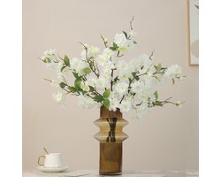 Kunstbloemen kersenbloesem 6 stuks - 69 cm zijden sakura bloemen - Lente- en zomerdecoratie - Tafelstuk voor thuis, bruiloft en feest - Wit